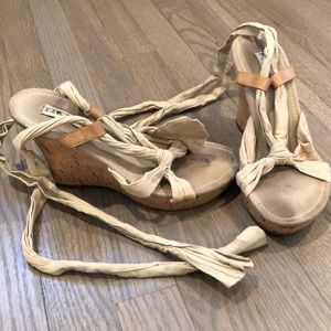 Steve Madden beige lace up espadrilles, size 8.5